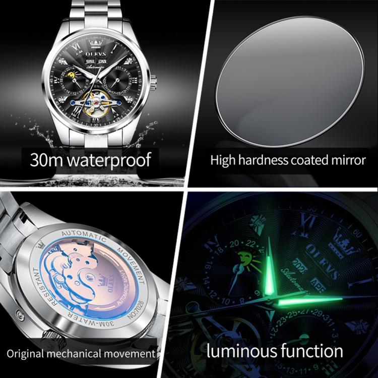 OLEVS 7028 Men Multifunctional Luminous Waterproof Mechanical Watch(White) - British D'sire