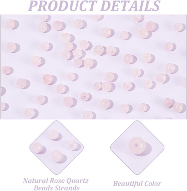 OLYCRAFT About 164~166pcs 4mm Natural Rose Quartz Beads Natural Pink Crystal Bead Strands Round Loose Gemstone Beads Energy Stone for Bracelet Necklace Jewelry Making Clothing Beading - Beads - British D'sire