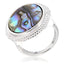 Pearlz Gallery Sterling Silver Ring Duo – 16mm Round Abalone Shell Statement Ring & Oval-Cut Gemstone Halo Ring – Rhodium Plated Hypoallergenic Women’s Jewellery Gift Set