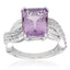 Pearlz Gallery Sterling Silver Rose de France Amethyst Ring Duo – Cushion Cut Purple Gemstone & Multi-Gemstone Designs – White Gold & Rhodium Plated Ladies’ Jewellery Gift Set