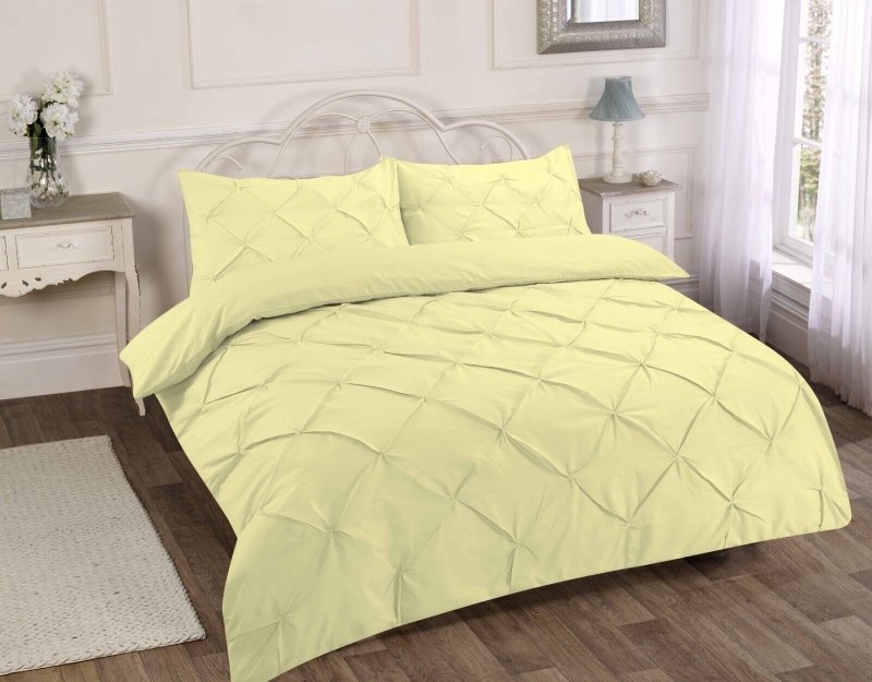 PINTUCK DUVET SET POLY COTTON QUILT COVER SINGLE DOUBLE SUPER KING SIZE BEDDING - Home, Furniture & DIY:Bedding:Bedding Sets & Duvet Covers - British D'sire