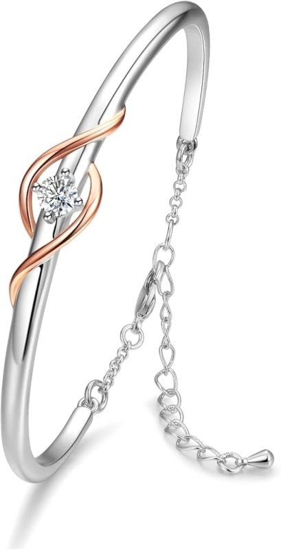 Infinity – Guardian of Love Bracelet - 1.18 inch (Adjustable) 18K White Gold Plated with Cubic Zircon – The Perfect Gift for the Special Woman in Your Life.