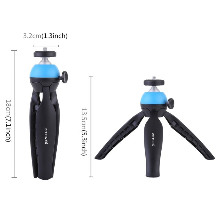 PULUZ Pocket Mini Tripod Mount with 360 Degree Ball Head for Smartphones, GoPro, DSLR Cameras(Blue) - British D'sire