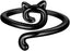 QKEOISUD Black Cat Rings for Women,Alloy Cute Animal Crochet Tail Finger Ring Adjustable Open for Sisters Friends Cats Lover Jewelry Presents - Rings - British D'sire