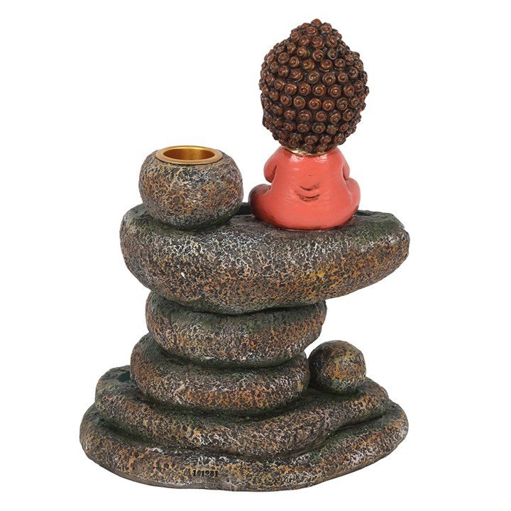 Red Buddha and Rock Pond Backflow Incense Burner - British D'sire