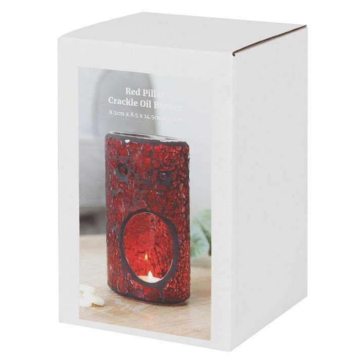 Red Pillar Crackle Glass Oil Burner and Wax Warmer - British D'sire