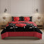 Reversible Floral Duvet Set Elegant Flower Stripe Pattern Bedding for Home Decor - Red - Super King - British D'sire