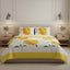 Reversible Floral Duvet Set Elegant Flower Stripe Pattern Bedding for Home Decor - Yellow - Super King - British D'sire