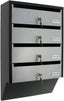Rottner Depot 4 Letterbox System Silver Black Steel Plate Name Tag Holder Cylinder Lock 2 Keys Each for 4 Units Mounting Materials - Wall - Mount Mailboxes - British D'sire