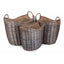 Scoop Neck Antique Wash Hessian Lined Wicker Log Basket - Log Baskets - British D'sire