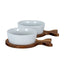 Set Of 2 Acacia Fishtail Serving Trays with Ceramic Bowls - Trinket Dish - British D'sire