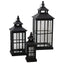 Set Of 3 Black Window Style Lanterns With Open Top - Lanterns - British D'sire