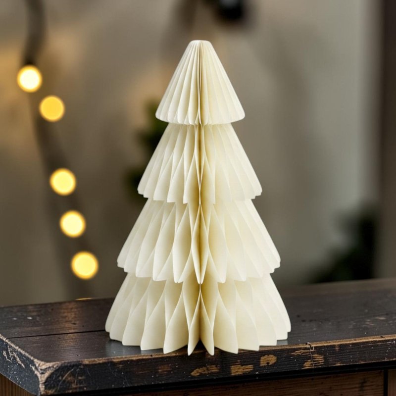 Set of 3 Winter White Paper Christmas Trees 30cm - Christmas Decor - British D'sire