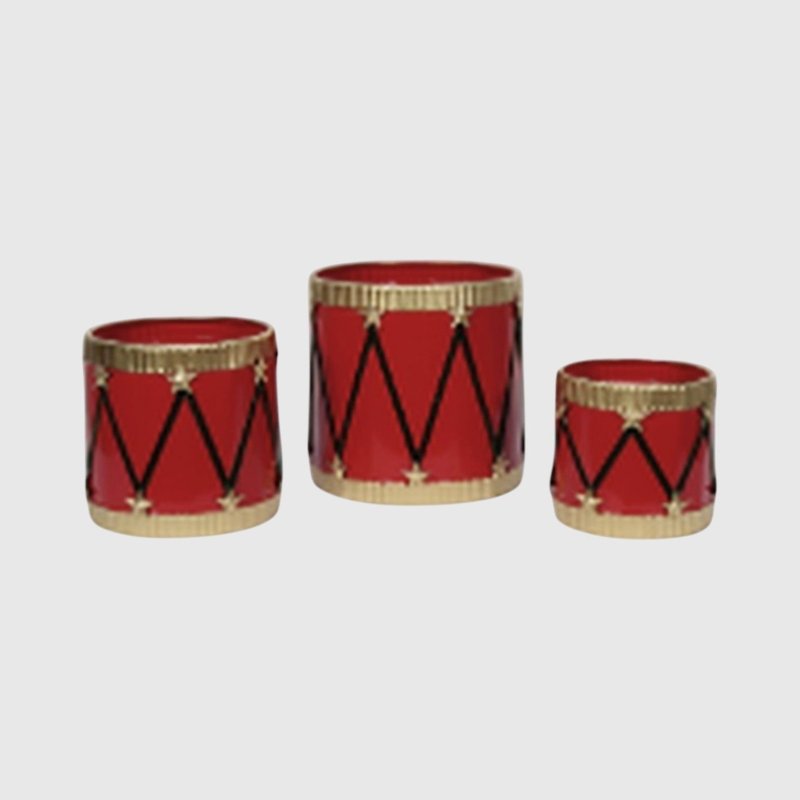 Set of 3 Zinc Drum Pots - Planter - British D'sire
