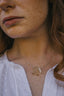 Silver "Three Jewels of Buddhism" Necklace with Peach Agate - Necklaces - British D'sire