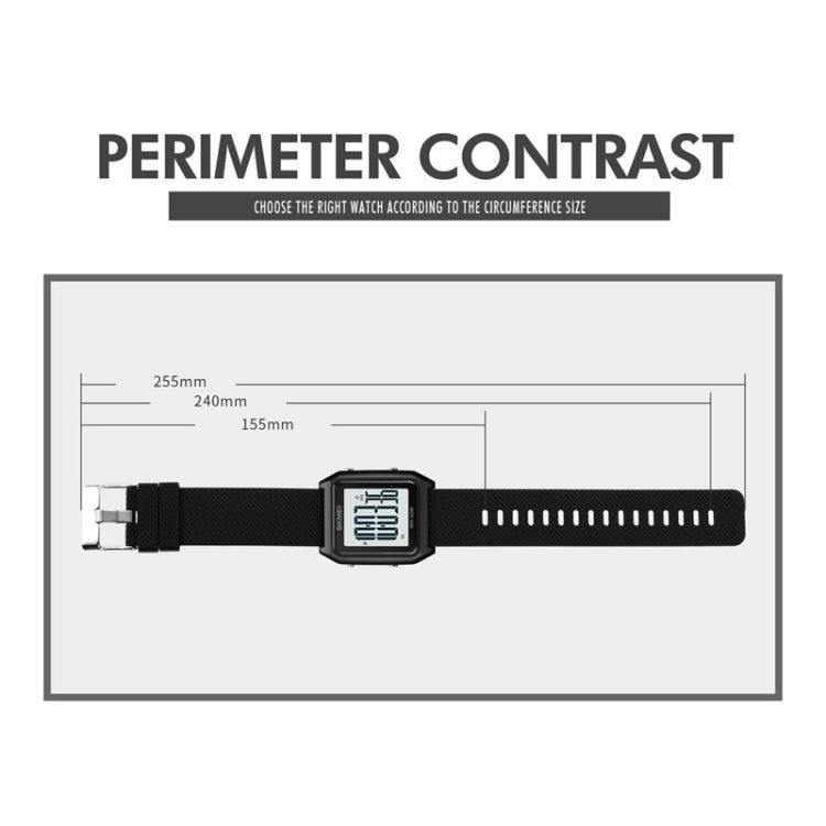 SKMEI 1866 Square Large Screen Men Steel Belt Multi-function Night Light Alarm Clock Watch(Gold White Machine) - British D'sire