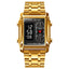 SKMEI 1868 Square Double Display Waterproof Men Watch, Style: Steel Belt (Gold) - British D'sire