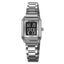 SKMEI 2493 Small Women Electronic Watch Square Steel Strap Watch, Style: Silver Case Black - British D'sire