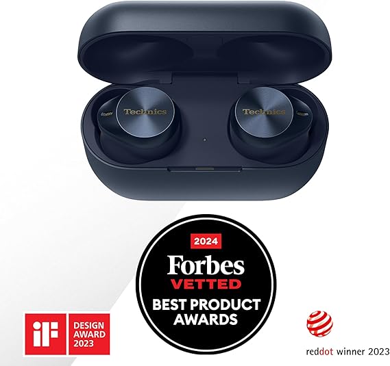 Smug Technics EAH - AZ80E - A Wireless Earbuds, Midnight Blue | Noise Cancelling & Bluetooth In - Ear Earphones | Built - in Microphone, Customisable Fit | Up to 7 Hours Playtime for All Users - Earphones - British D'sire