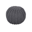 Cable Knit Round Pouffe Chunky Seat Decor Footstool Ottoman 100% Cotton Handmade - Grey