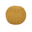 Cable Knit Round Pouffe Chunky Seat Decor Footstool Ottoman 100% Cotton Handmade - Ochre