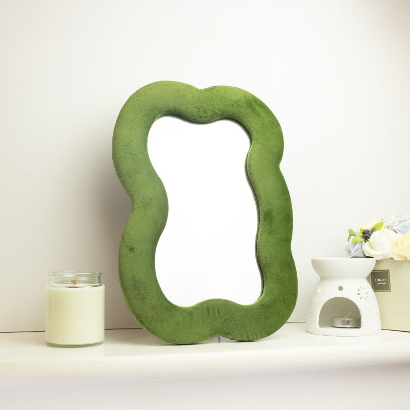 Soft Squiggly Mirror - Large Cloud - Moss Green (33.4X23.5X2.3cm) - Soft Squiggly Mirrors - British D'sire