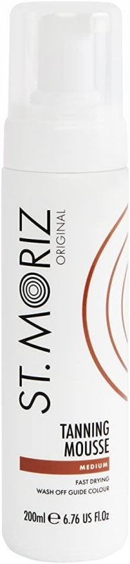 St Moriz Original Instant Tanning Mousse in Medium | Fast Drying Vegan Fake Tan Mousse | Instant Wash Off Guide Colour for a Medium Golden Glow | Dermatologically Tested | Cruelty Free | 200ml - British D'sire