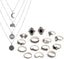 TOPWAYS® Boho Style Vintage Punk Necklace Rings Party Jewelry Sets, including Multi layer Long Necklace and Women Joint Knuckle Retro Ring Set Plated Silver 15PCS (15 pcs black set) - Jewellery Sets - British D'sire