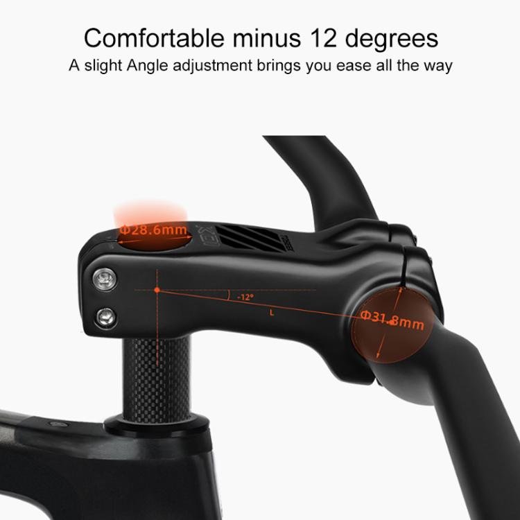 TOSEEK K01 Road Mountain Bike Carbon Fiber Handlebar Riser Faucet, Size:-12 Degree, 70mm(Gloss) - British D'sire