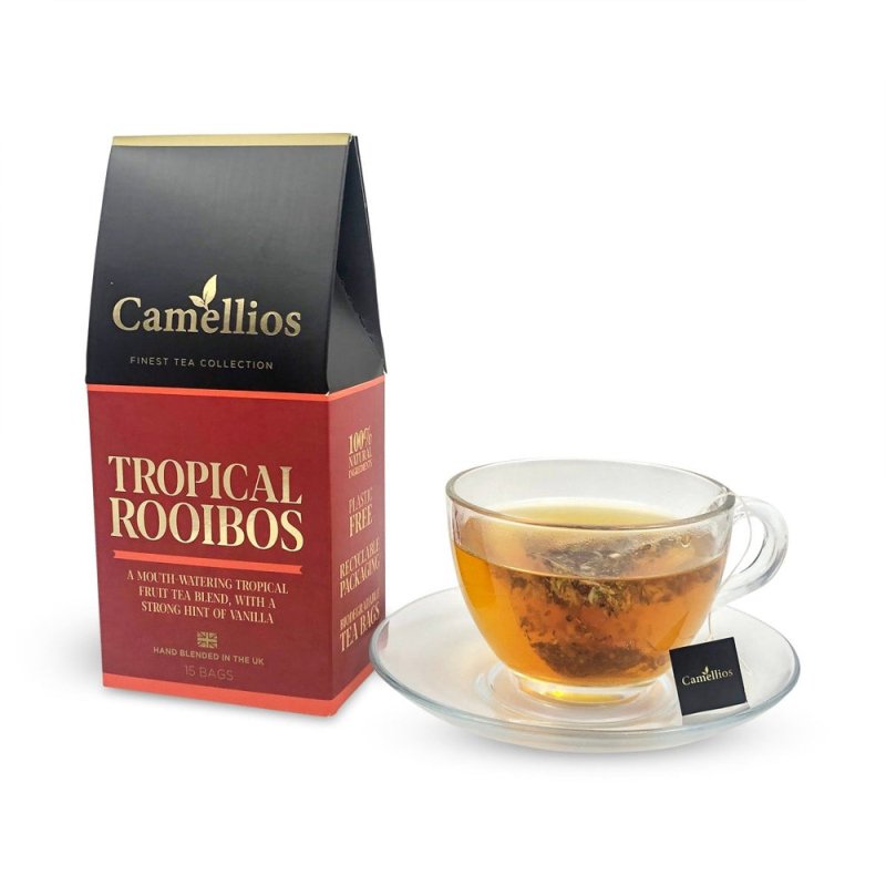 Tropical Rooibos Tea, Pyramid Tea Bags, Herbal Tea, Caffeine Free - Tea & Infusions - British D'sire