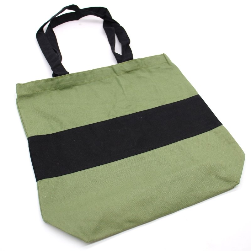 Two Tone Cotton Bag - 38X42X12cm - Green & Black - 10Oz - Tote Bags - British D'sire
