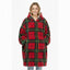 Unisex Tartan Check Fleece Hoodie Soft Warm Stylish Winter Loungewear - Red - British D'sire
