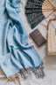 Vintage Lace Pashmina Scarf in Sky Blue - Scarves & Snoods - British D'sire