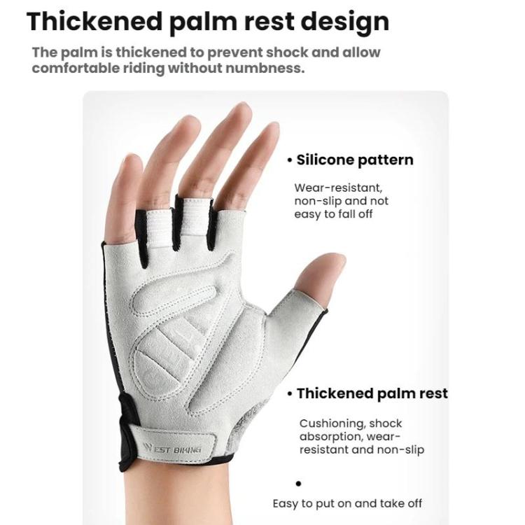 WEST BIKING Breathable Shock-absorbing Non-slip Half-finger Cycling Gloves, Size: L(White For Road Bike) - British D'sire