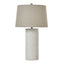 White Beaded Ceramic Lamp With Linen Shade - Lamps - British D'sire