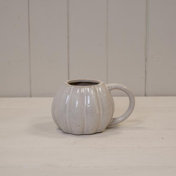 White Ceramic Pumpkin Mug - Coffe Mug - British D'sire