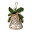 White Rattan Bell Decoration With Branches And Ribbon - Christmas Decor - British D'sire