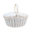 White Wash Finish Oval Wicker Picnic Basket - Shopping Baskets - British D'sire