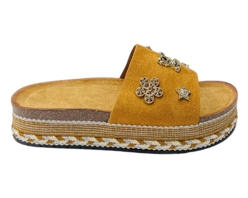 Wide Strap Padded Mules Sandals - Slider - British D'sire