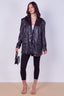 Women's Black Casual PU Faux Leather Turndown Collar Shacket with Button Front - Long Sleeve Oversized Blazer Outwear Coat for Bike, Motor, Party, Office, Jacket with Pockets - Coat - British D'sire