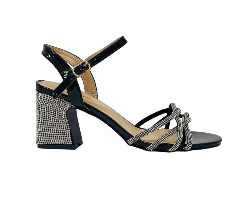 Women's Crossover Diamante Strappy Ankle Strap Shoes - Heels - British D'sire