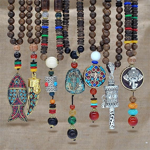Rivolli Divine Mala Wooden Beaded Necklace - Nepal Mala Wood Beads Meditation Prayer Necklace for Women - 22-inch, 75g - Handmade Natural Wood Beads for Meditation, Yoga & Spiritual Practice - Stress Relief & Positive Energy