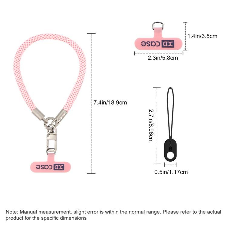 XDcase Anti-Lost Phone Wrist Lanyard with Metal Buckle & Gasket, Length: 18.9cm(Pink White) - British D'sire