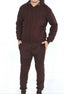 16Sixty Men's Pleated Zip Up Tracksuit Chocolate Brown - Men's Hoodies & Sweatshirts - British D'sire