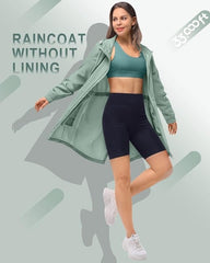 33,000ft Women's Rain Jacket Lightweight Hooded Long Rain Coat Waterproof Jacket Ladies Packable Functional Jacket Windbreaker Breathable Active Outdoor Coats - British D'sire