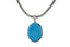 A classic Circle to Oval Shaped Persian Blue Turquoise Set on Sterling Silver Open Back bazel - Necklaces & Pendants - British D'sire