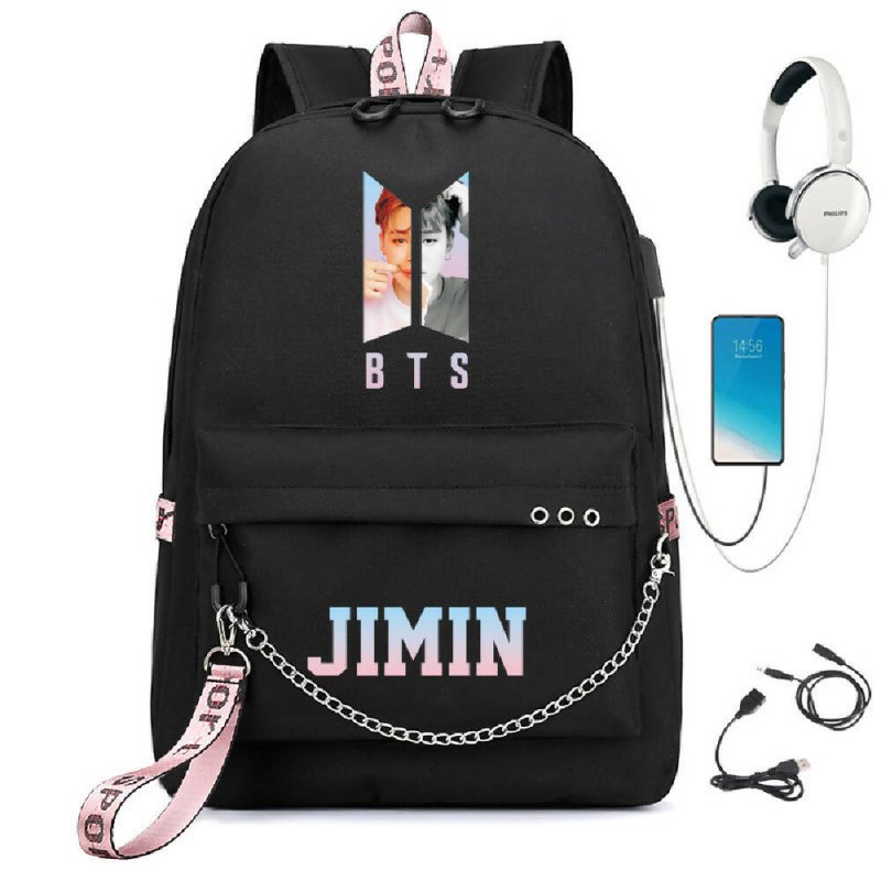 BTS BTS school bag USB charging backpack outdoor sports personalized student school bag 5 British D sire