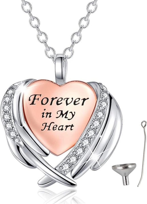 Mara Canghai Rousa Cremation Urn Necklace Set for Ashes, Alloy Keepsake Pendant Necklace Ash Perfume Holder with Filling Accessory Memorial Jewelry for Human