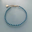 Clover Blue and Gold Pearl Anklet | Women's Curb Chain With Magical Natural Stones and 24K Gold Plated Heishi Pearls | Gift idea - Bracelet - British D'sire