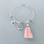 Clover Tree of Life Bangle Bracelet With Pink Pompom and a Scented Pearl | Women's Silver Bracelet | Gift Jewelry | Silver Bangle - Bracelet - British D'sire